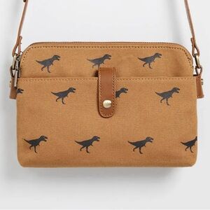 ModCloth Tan Crossbody Bag with Dinosaur Print